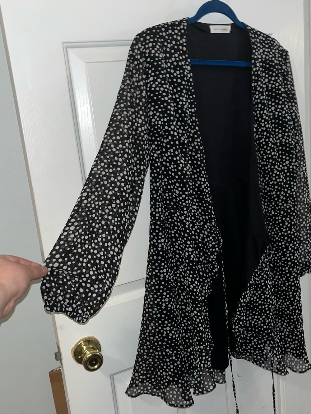 Black & White Polka Dot Sheer Wrap Dress